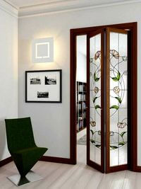 Двери гармошка с витражным декором Актобе