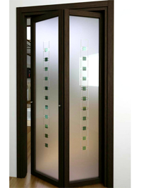 Складные двери гармошка с матовым стеклом Актобе